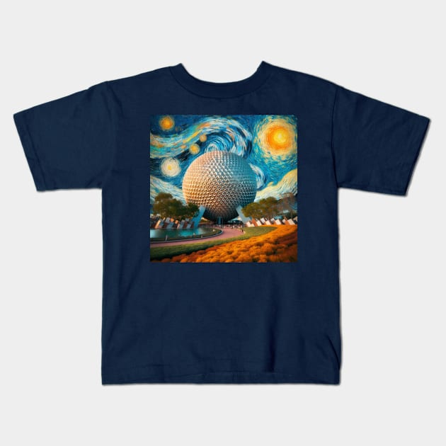 Epcot Van Gogh Kids T-Shirt by mattrodz